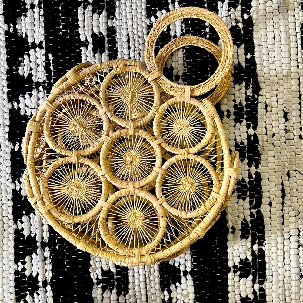 Need a cute summer bag? Beautiful wooden stitched hand bag.